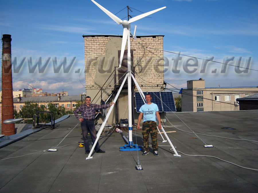 установка ветрогенератора на плоской крыше дома