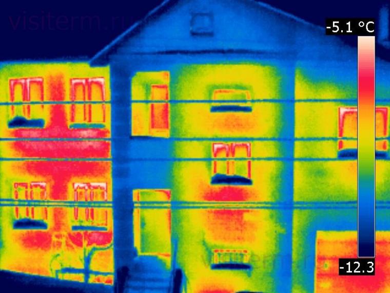 Тепловизионное обследование коттеджей - снимок дома тепловизором